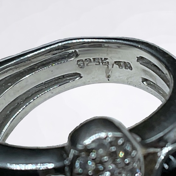 🌺Sterling Onyx & 28 Genuine Diamond Ring - Picture 12 of 14